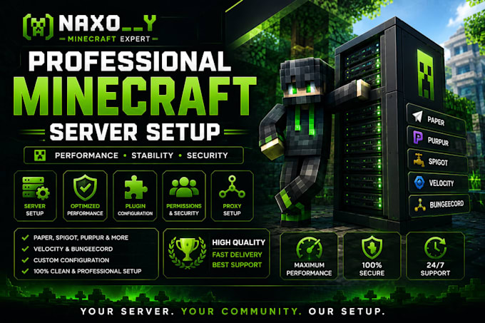 professionally setup your minecraft server paper, spigot and more