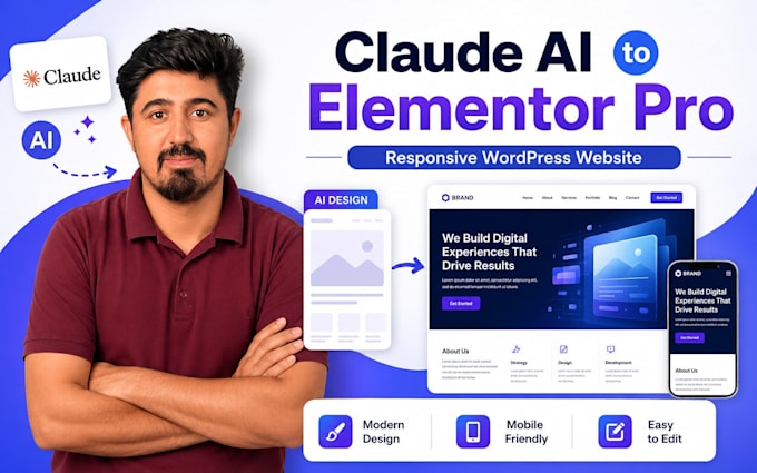 convert claude ai design into a responsive elementor pro website