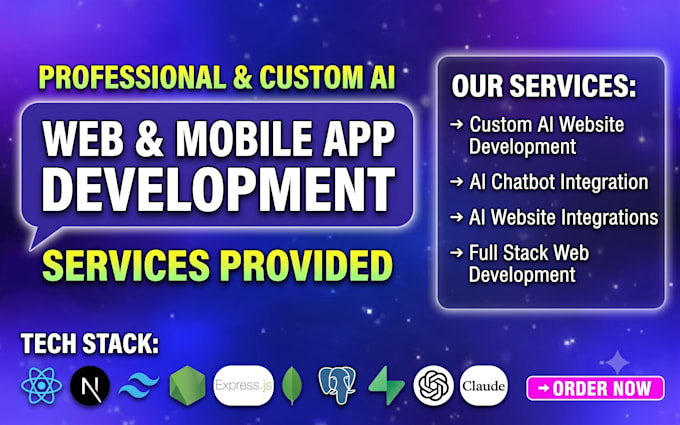 do ai website development,ai integration,ai chatbot as full stack web developer