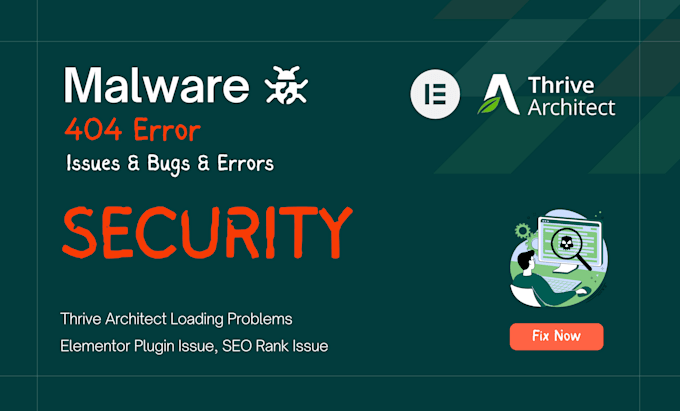 fix thrive themes, elementor and wordpress issues and remove malware