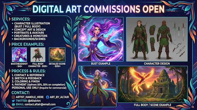 draw digital art commissions