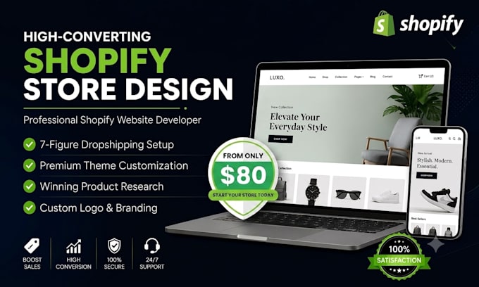 design a high converting shopify dropshipping store or shopify website