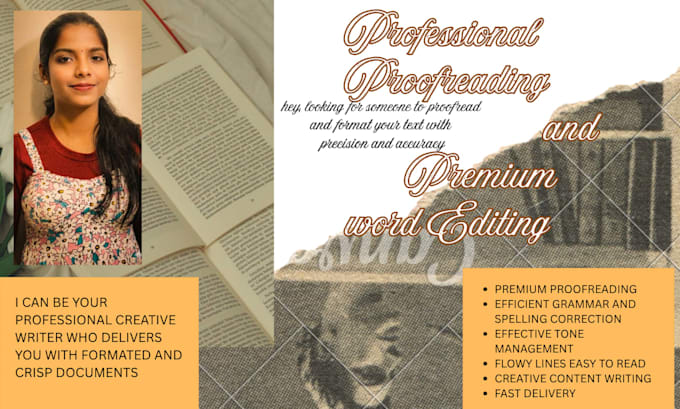 do creative content writing, proofreading