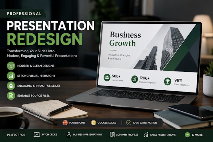 redesign powerpoint presentation into modern professional slides