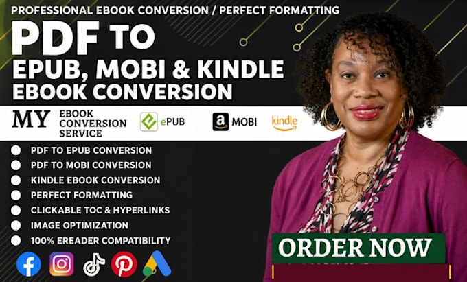conversion PDF to epub, mobi,kindle ebook perfect formatting