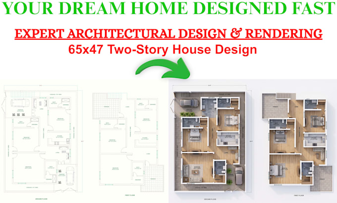 draw 2d architectural floor plans, elevations, and renders