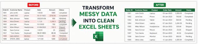clean, organize and format your excel spreadsheet