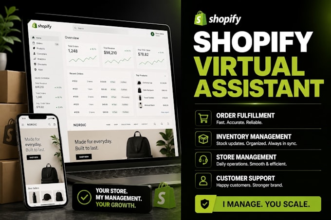 shopify virtual assistant, shopify order fulfillment, store n inventory manager