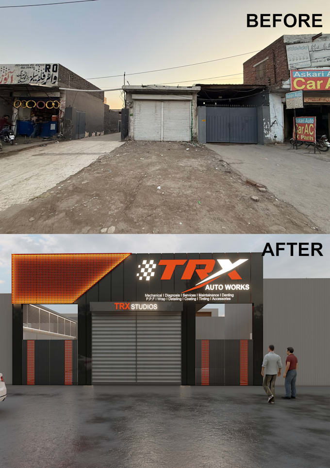 do a building facade uplift and 3d exterior rendering