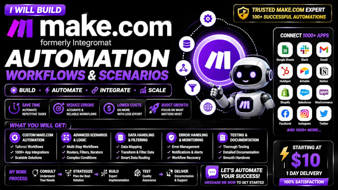 create make com automations and integromat workflow scenarios