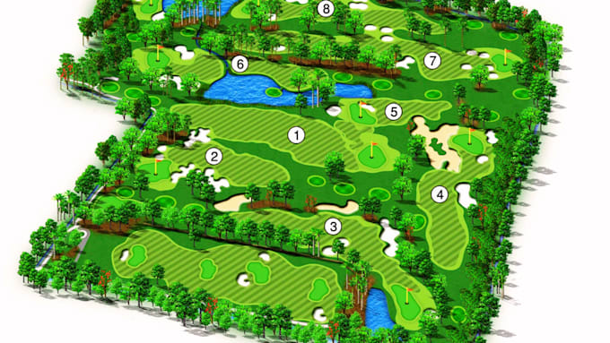 design golf course map, golf club map, resort golf map, golf resort, landscape