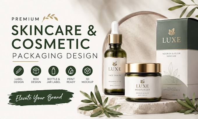 design luxury skincare and cosmetic packaging, product label and box design