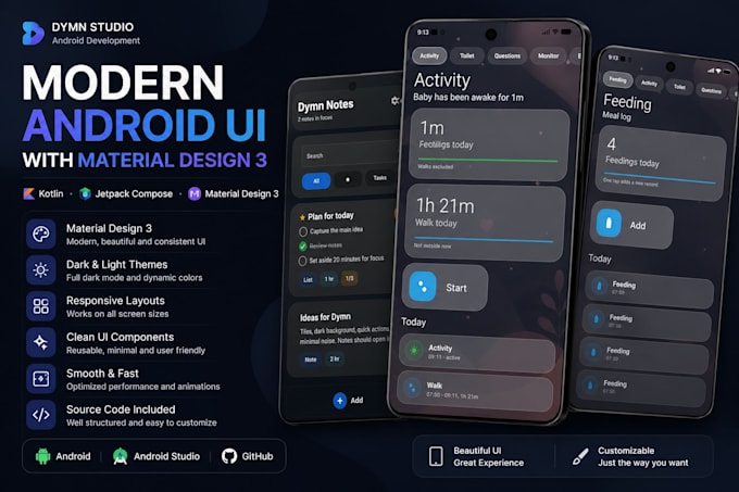 design modern android app UI with material design 3