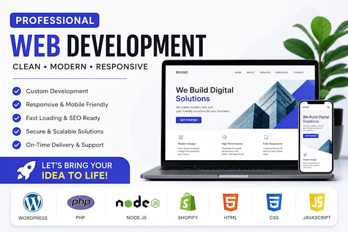 develop wordpress PHP nodejs shopify HTML CSS and javascript websites