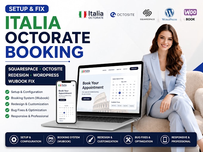 setup italia octorate booking squarespace octosite redesign wordpress wubook fix