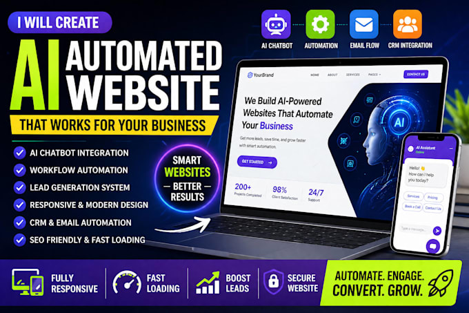 create an ai automated website with chatbot, forms, and workflow automation