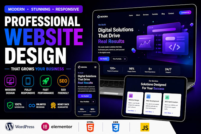 design a stunning and responsive website in wordpress