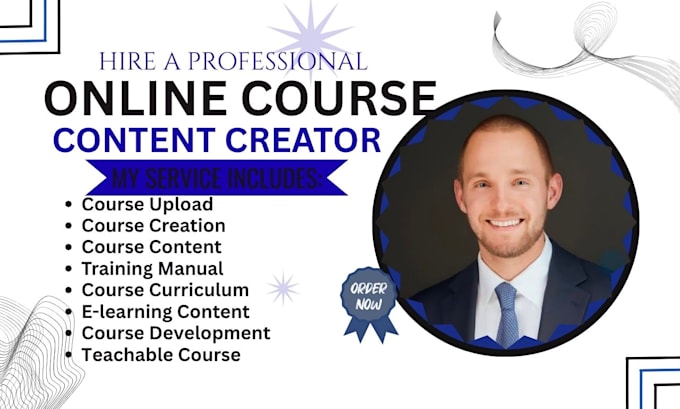create online course content, setup skool community, coursework, elearning video
