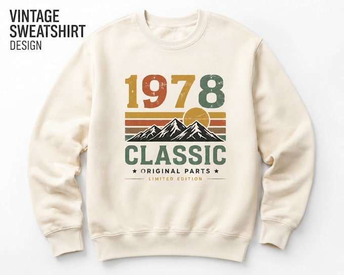 create a vintage retro sweatshirt design for your brand