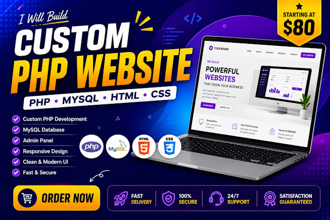 build a custom PHP website using mysql database