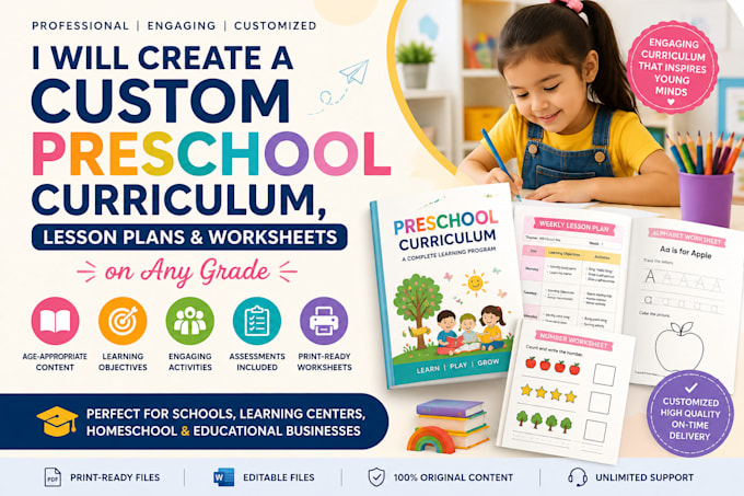 create a custom preschool curriculum, lesson plans and worksheets on any grade