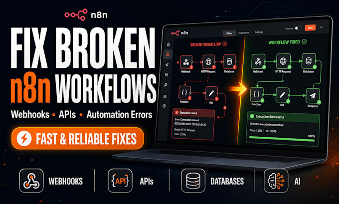 fix n8n workflows, webhooks and API integration errors