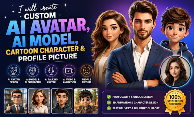create custom ai avatar, ai model, cartoon