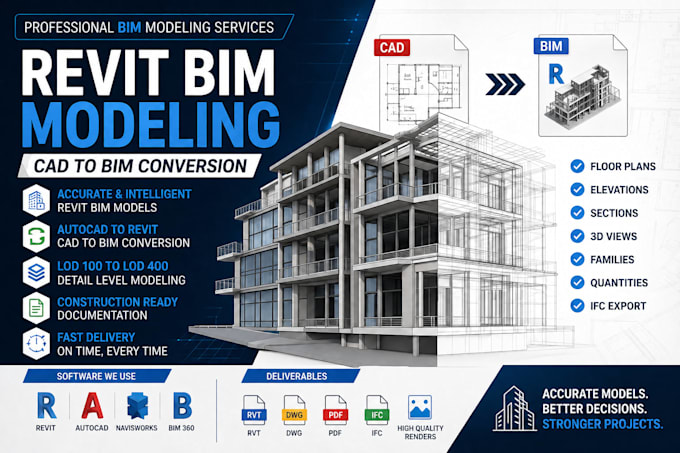 create revit bim models and convert autocad drawings into bim