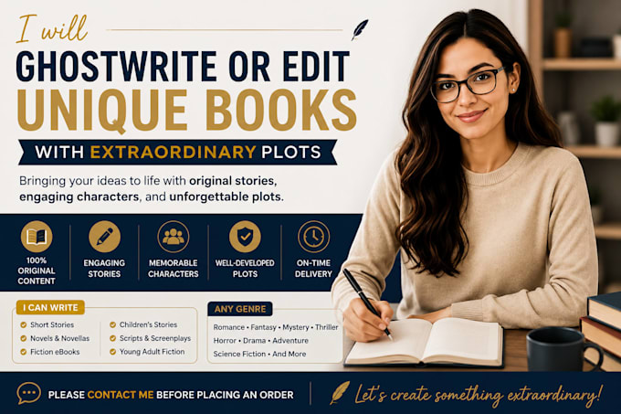 ghostwrite or edit unique books with extraordinary plots