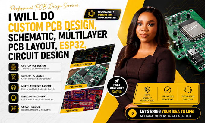 do custom pcb design, schematic, multilayer pcb layout, esp32, circuit design