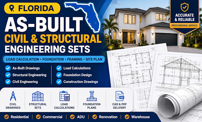 deliver florida as built civil and structural engineering sets load calculation