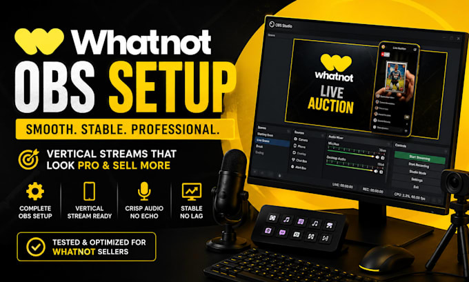 engineer a broadcast ready whatnot obs vertical stream setup for live sellers