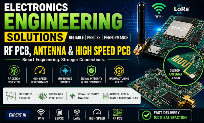 provide electronics engineering design, rf pcb, antenna and high speed pcb