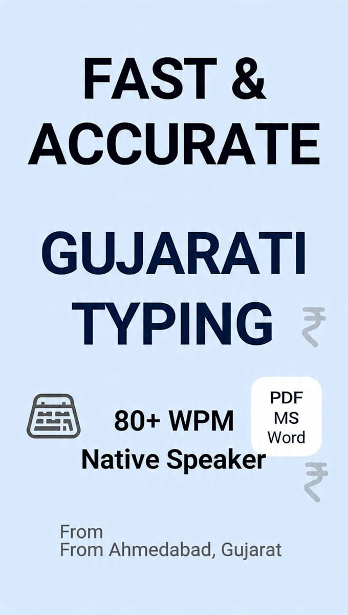 fast gujarati hindi typing 80 wpm PDF image to word 24hr