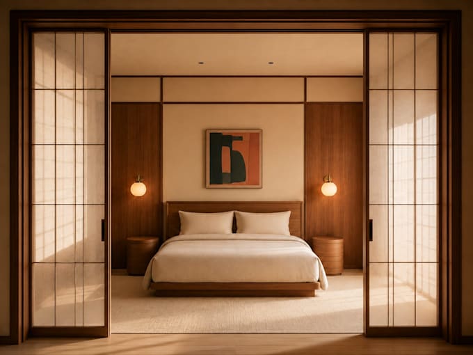 design a japanese restaurant, cafe or hotel interior