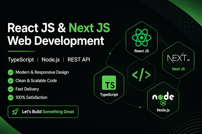 build reactjs  nextjs  website with typescript and nodejs API