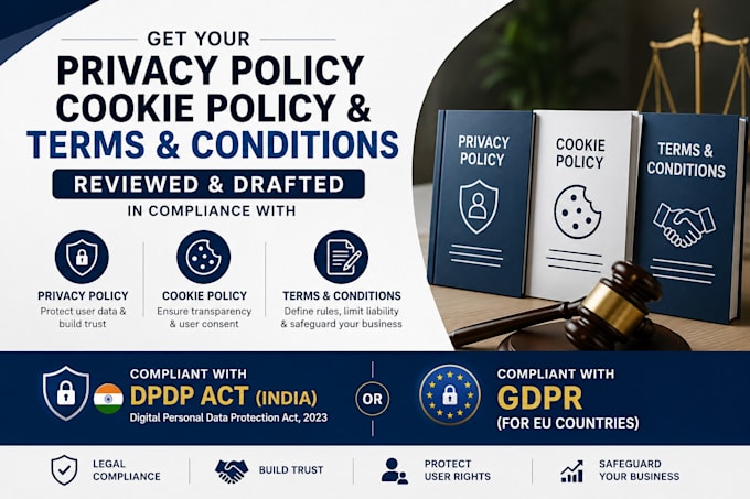 draft privacy policy, cookie policy and terms and conditions