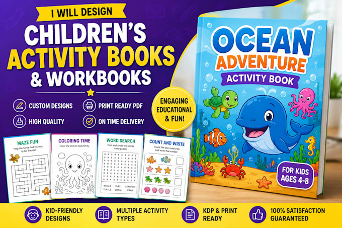 design a custom children activity book printable PDF