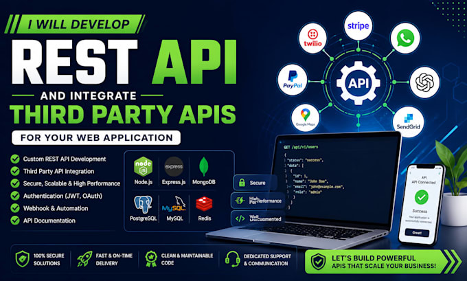 develop a rest API and integrate third party apis for your web application