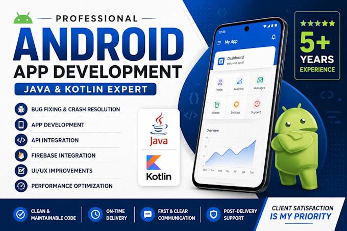 develop your native android app using java or kotlin