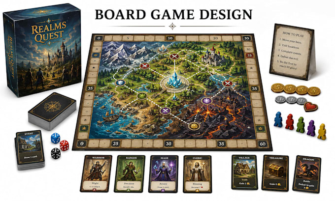 professionally draw your board game design and card game illustration