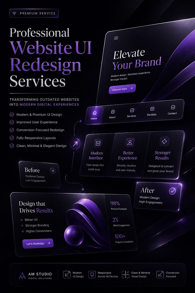 redesign your website into a modern premium UI UX design
