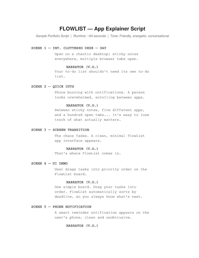 write engaging video, youtube, or short film scripts