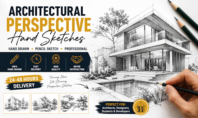 draw architectural perspective hand sketches
