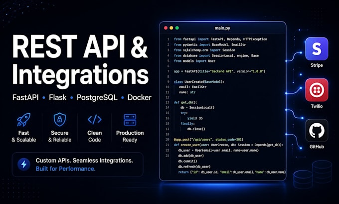 a rest API backend with fastapi and database