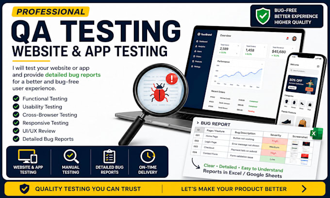 do QA testing, usability testing, and website review