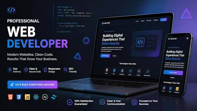 develop your full stack website or landing page with UX design