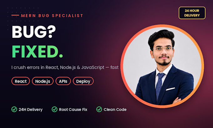 fix bugs and errors in your react node js and mern stack web app