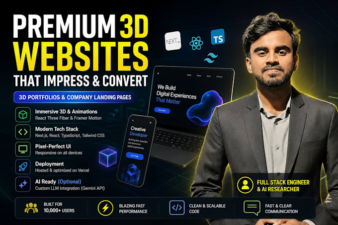 build a premium 3d interactive portfolio and landing page