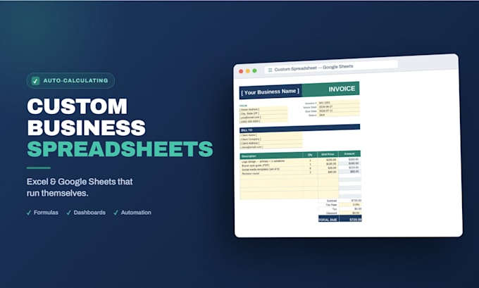 create a custom excel spreadsheet, tracker, or dashboard for your business